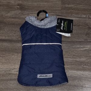 Eddie Bauer Blue Pet Jacket with Gray Lining New